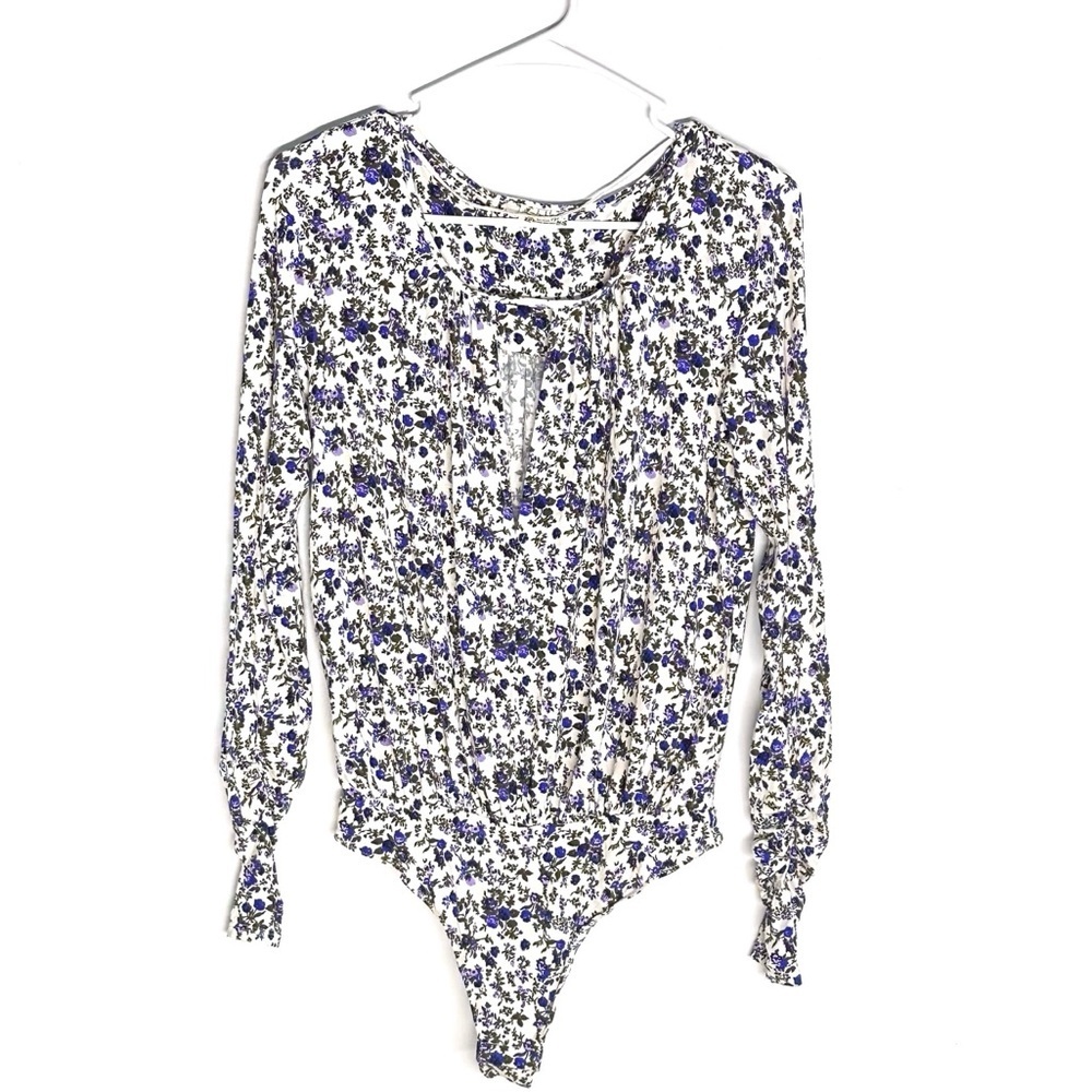 Free People Intimately Soft Long Sleeves Floral Kaya Printed Bodysuit Size S - Picture 3 of 14